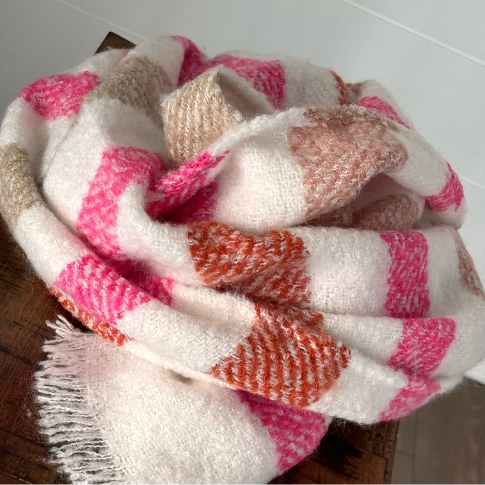 NEW Ann Taylor LOFT Blanket Scarf Striped Oversized Soft & Cozy - Picture 12 of 13